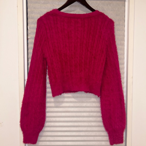 Fuzzy Pink Cardigan - Picture 2 of 3